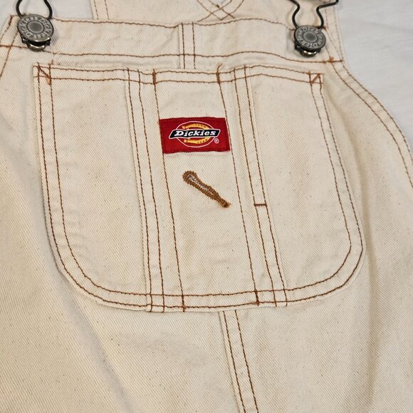Dickies Overall Shorts Women’s Size M Beige Denim Jean Material - Picture 3 of 12